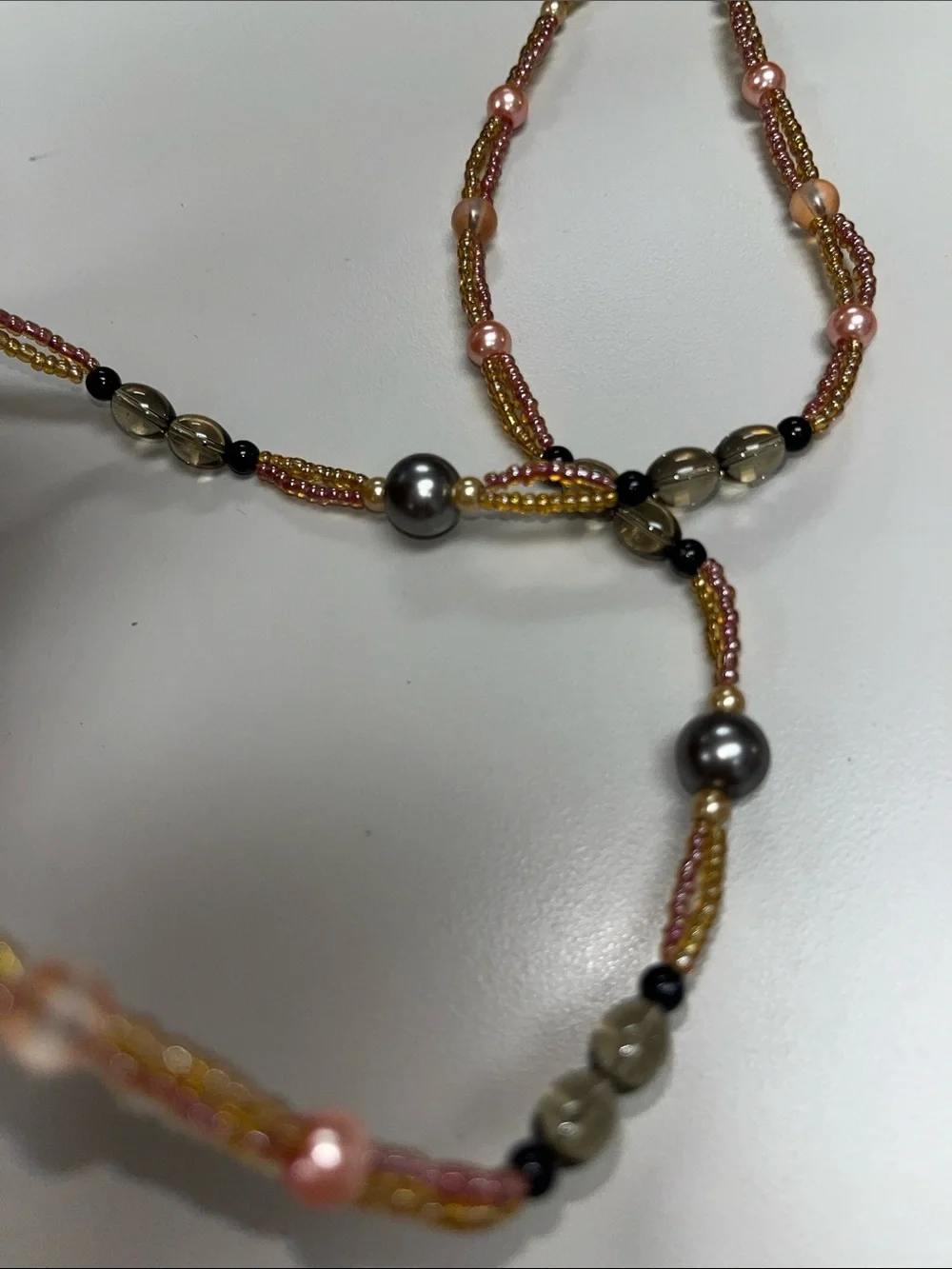 Source Unknown Brown Beaded Fringe Phone Case Charm w/ butterfly